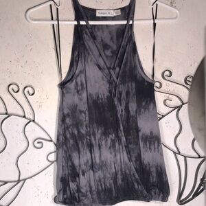 Womens Summer Thin Strap Tank by GINGER G Black & Gray Tye Dye Size Small